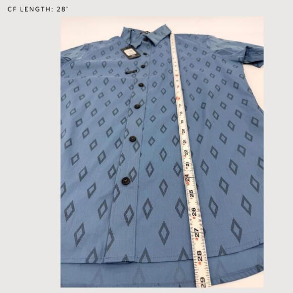 TravisMathew Sidetracked Button Down Shirt NWT Blue Print S - Picture 7 of 9